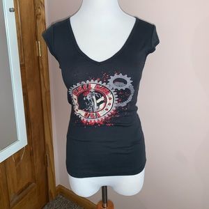 Black Rebel Girl USA v-neck tee shirt from Bella